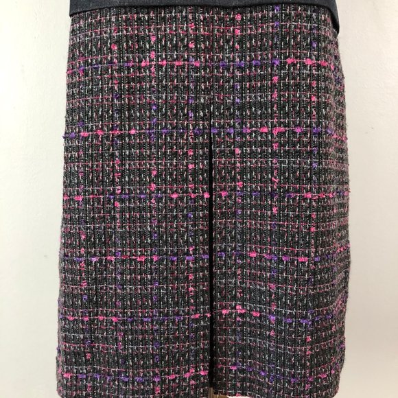 HALOGEN Dress Small Denim Gray Pink Tweed Skirt High Neck NWOT Size Small - Picture 4 of 9